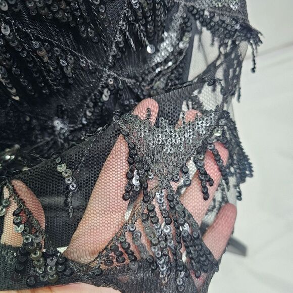 **SOLD** Black Sequin Fringe Party Dress Size XL - Picture 11 of 13